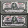 Image 1 : Lot of (2) 1937 $10 Bank of Canada Notes