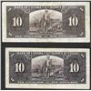 Image 2 : Lot of (2) 1937 $10 Bank of Canada Notes