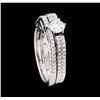 Image 4 : 18KT White Gold 0.90 ctw Diamond Wedding Band and Ring
