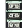 Image 1 : (3) Consecutive 1928A $1 Funnyback Silver Certificate Notes Fr.1601 PCGS Gem New