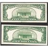 Image 2 : Lot of (2) 1953A $5 Silver Certificate Notes