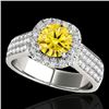 Image 1 : 1.8 CTW Certified Si/I Fancy Intense Yellow Diamond Solitaire Halo Ring 10K White Gold - REF-227T3M 