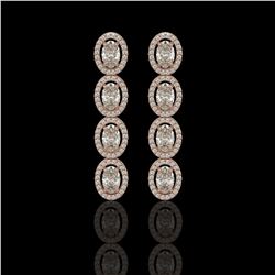 5.33 CTW Oval Diamond Designer Earrings 18K Rose Gold - REF-982M4H - 42621