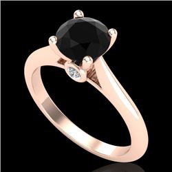 1.36 CTW Fancy Black Diamond Solitaire Engagement Art Deco Ring 18K Rose Gold - REF-89T3M - 38207