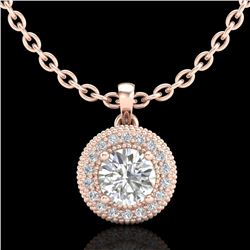 1 CTW VS/SI Diamond Solitaire Art Deco Stud Necklace 18K Rose Gold - REF-180K2W - 36966