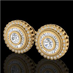 2.61 CTW VS/SI Diamond Solitaire Art Deco Stud Earrings 18K Yellow Gold - REF-381X8T - 37084
