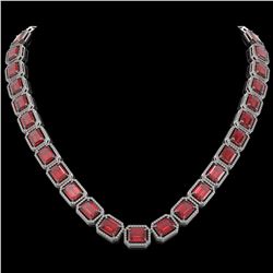 80.32 CTW Tourmaline & Diamond Halo Necklace 10K White Gold - REF-1178K4W - 41492