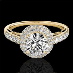 1.65 CTW H-SI/I Certified Diamond Solitaire Halo Ring 10K Yellow Gold - REF-178Y2K - 33699