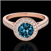 Image 1 : 1.3 CTW Si Certified Fancy Blue Diamond Solitaire Halo Ring 10K Rose Gold - REF-168X4T - 33631