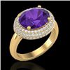 Image 1 : 4 CTW Amethyst & Micro Pave VS/SI Diamond Ring 18K Yellow Gold - REF-98K5W - 20903