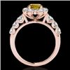 Image 2 : 2.25 CTW Certified Si/I Fancy Intense Yellow Diamond Solitaire Halo Ring 10K Rose Gold - REF-207T6M 