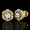 Image 2 : 1.51 CTW VS/SI Diamond Solitaire Art Deco Stud Earrings 18K Yellow Gold - REF-263N6Y - 37108