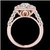 Image 2 : 2.05 CTW H-SI/I Certified Diamond Solitaire Halo Ring 10K Rose Gold - REF-225T5M - 34586