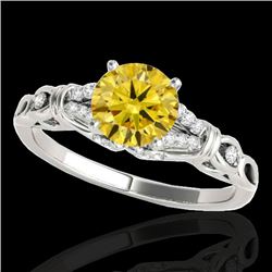 1.2 CTW Certified Si/I Fancy Intense Yellow Diamond Solitaire Ring 10K White Gold - REF-209H3A - 352