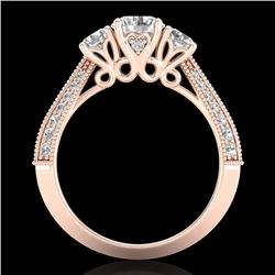 1.81 CTW VS/SI Diamond Art Deco 3 Stone Ring 18K Rose Gold - REF-262X5T - 37146