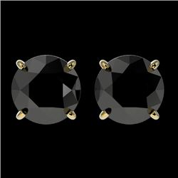 2.09 CTW Fancy Black VS Diamond Solitaire Stud Earrings 10K Yellow Gold - REF-43M5H - 36648