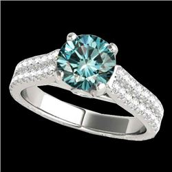 2.11 CTW Si Certified Fancy Blue Diamond Pave Ring 10K White Gold - REF-272W8F - 35469