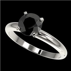 1.50 CTW Fancy Black VS Diamond Solitaire Engagement Ring 10K White Gold - REF-47H3A - 32925