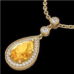 2.25 CTW Citrine & Micro Pave VS/SI Diamond Necklace 18K Yellow Gold - REF-46Y2K - 23132