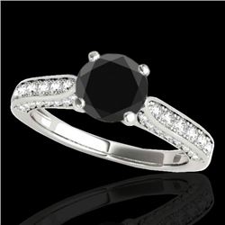 1.6 CTW Certified VS Black Diamond Solitaire Ring 10K White Gold - REF-79X6T - 34919