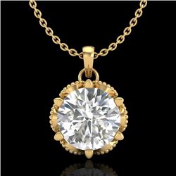 1.36 CTW VS/SI Diamond Solitaire Art Deco Necklace 18K Yellow Gold - REF-361X8T - 37246