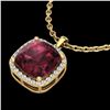 Image 1 : 6 CTW Garnet & Micro Pave Halo VS/SI Diamond Necklace Solitaire 18K Yellow Gold - REF-54W2F - 23083