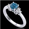 Image 1 : 0.75 CTW Fancy Intense Blue Diamond Engagement Classic Ring 18K White Gold - REF-101W8F - 37586