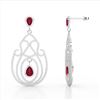 Image 4 : 6.40 CTW Ruby & Micro Pave VS/SI Diamond Earrings 14K White Gold - REF-303F5N - 22427