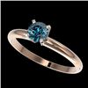 Image 1 : 0.55 CTW Certified Intense Blue SI Diamond Solitaire Engagement Ring 10K Rose Gold - REF-58M2H - 363