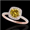 Image 1 : 1.25 CTW Certified Si/I Fancy Intense Yellow Diamond Solitaire Halo Ring 10K Rose Gold - REF-218X2T 