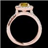 Image 2 : 2.01 CTW Certified Si/I Fancy Intense Yellow Diamond Solitaire Halo Ring 10K Rose Gold - REF-209T3M 