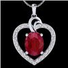 Image 1 : 4 CTW Ruby & VS/SI Diamond Designer Heart Necklace 14K White Gold - REF-81F8N - 20494