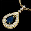 Image 1 : 1.15 CTW Sapphire & Micro Pave VS/SI Diamond Necklace Designer 14K Yellow Gold - REF-60X9T - 23171