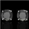 Image 1 : 12 CTW Cushion Cut Black VS/SI Diamond Designer Stud Earrings 18K White Gold - REF-208W2F - 21775