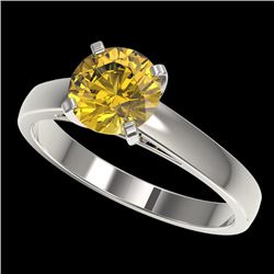 1.50 CTW Certified Intense Yellow SI Diamond Solitaire Ring 10K White Gold - REF-216T3M - 33027
