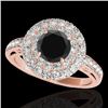 Image 1 : 2.25 CTW Certified VS Black Diamond Solitaire Halo Ring 10K Rose Gold - REF-124W8F - 34206