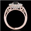 Image 2 : 2.25 CTW Certified VS Black Diamond Solitaire Halo Ring 10K Rose Gold - REF-124W8F - 34206