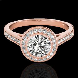 1.3 CTW H-SI/I Certified Diamond Solitaire Halo Ring 10K Rose Gold - REF-168F4N - 33626