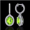 Image 2 : 3.75 CTW Peridot & Micro Pave VS/SI Diamond Earrings Halo 18K White Gold - REF-105A5X - 20329