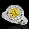 Image 1 : 2.25 CTW Certified Si/I Fancy Intense Yellow Diamond Solitaire Halo Ring 10K White Gold - REF-218Y2K