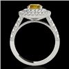 Image 2 : 2.25 CTW Certified Si/I Fancy Intense Yellow Diamond Solitaire Halo Ring 10K White Gold - REF-218Y2K
