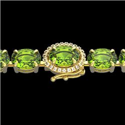 32 CTW Peridot & VS/SI Diamond Tennis Micro Pave Halo Bracelet 14K Yellow Gold - REF-154N4Y - 23434