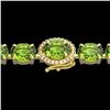 Image 1 : 32 CTW Peridot & VS/SI Diamond Tennis Micro Pave Halo Bracelet 14K Yellow Gold - REF-154N4Y - 23434