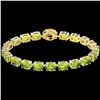 Image 2 : 32 CTW Peridot & VS/SI Diamond Tennis Micro Pave Halo Bracelet 14K Yellow Gold - REF-154N4Y - 23434