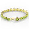 Image 4 : 32 CTW Peridot & VS/SI Diamond Tennis Micro Pave Halo Bracelet 14K Yellow Gold - REF-154N4Y - 23434