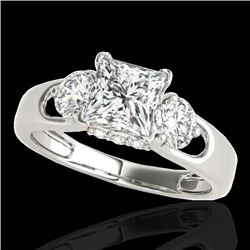 1.6 CTW VS/SI Certified Princess Cut Diamond 3 Stone Ring 10K White Gold - REF-385Y8K - 35421