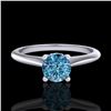 Image 2 : 0.56 CTW Fancy Intense Blue Diamond Solitaire Art Deco Ring 18K White Gold - REF-81W8F - 38188