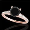 Image 1 : 1.5 CTW Certified VS Black Diamond Solitaire Ring 10K Rose Gold - REF-67M8H - 34848