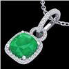 Image 1 : 3 CTW Emerald & Micro VS/SI Diamond Necklace 18K White Gold - REF-70T9M - 22981