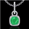 Image 2 : 3 CTW Emerald & Micro VS/SI Diamond Necklace 18K White Gold - REF-70T9M - 22981